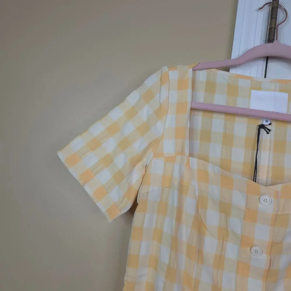 Rita Row Maria Mini Dress in Yellow White Gingham Size M - Picture 6 of 9